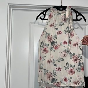 Cream floral halter top